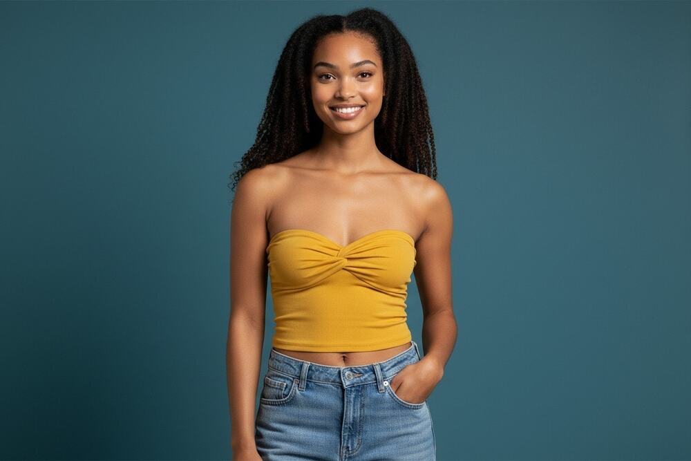 NWT Express Body Contour Tube Top Yellow XL Stretch Fit